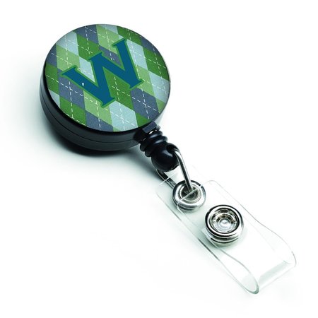 CAROLINES TREASURES Initial W Monogram Blue Argoyle Retractable Badge Reel CJ1020-WBR